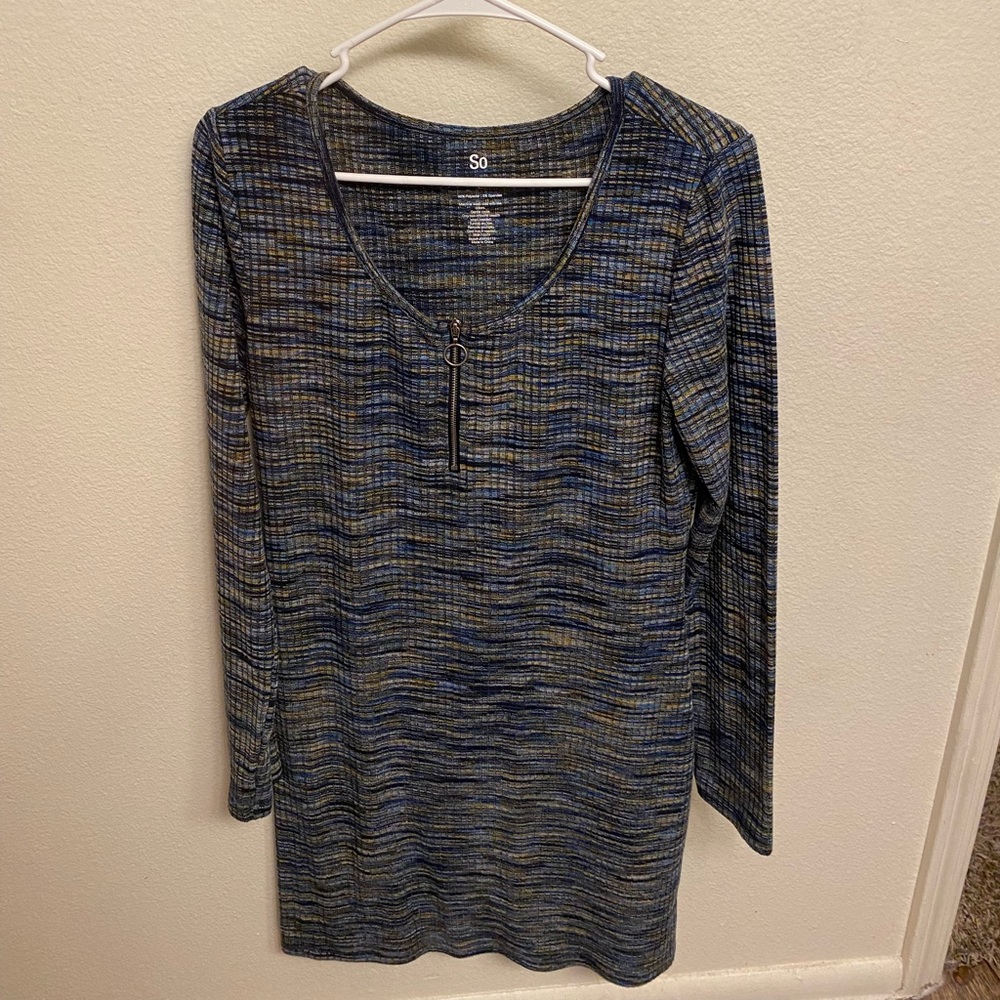 Womens Knit Sweater dress Grey long sleeve Large